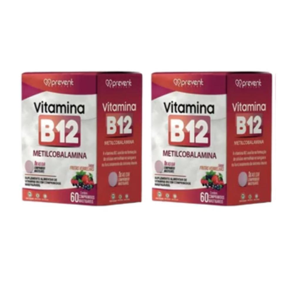 Kit 2 Vitamina B12 60CP mastigável Frutas Vermelhas PREVENT