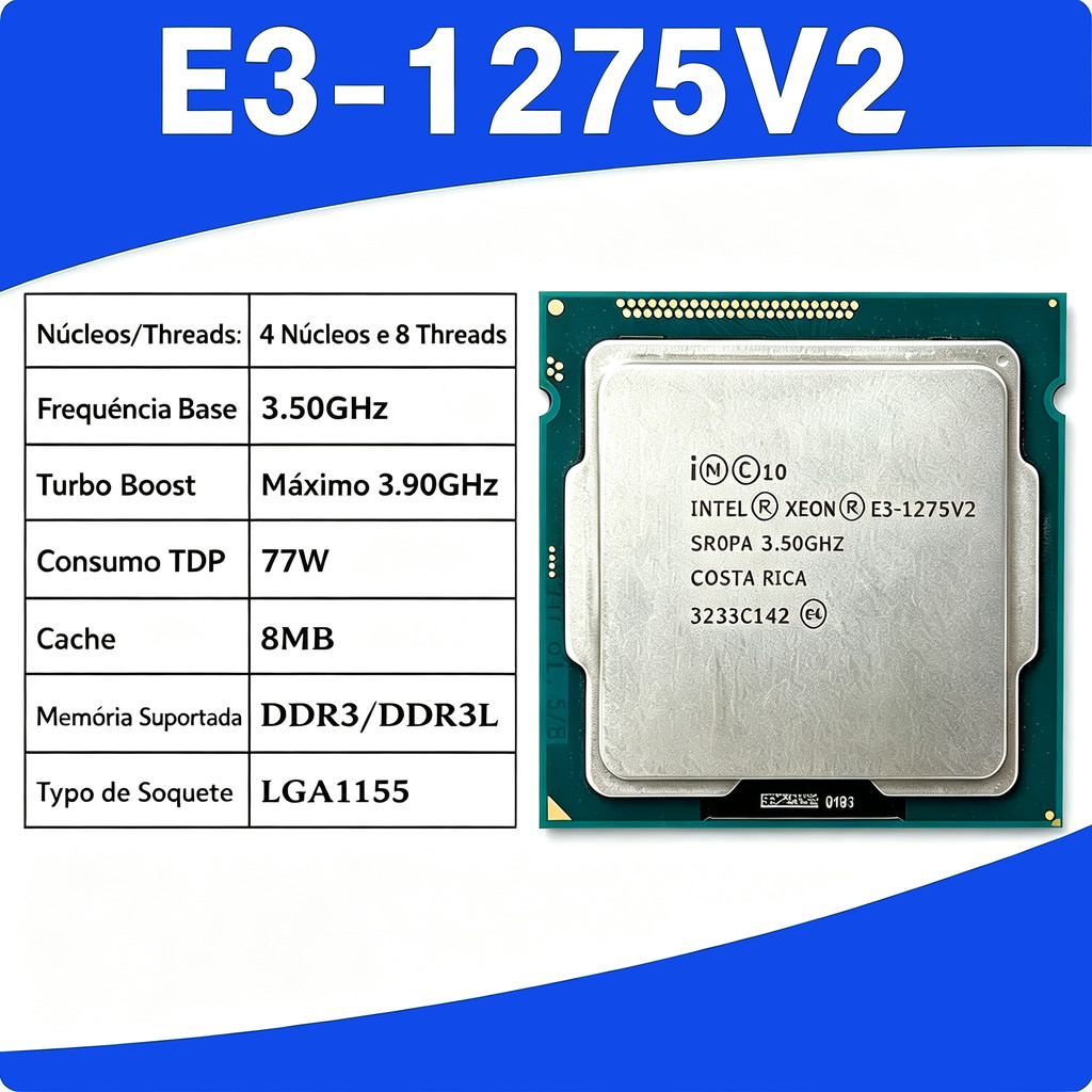Processador Intel Xeon E3-1275V2 E3 1275 V2 Usado CPU Quad-Core 3.5 GHz 8M 77W L