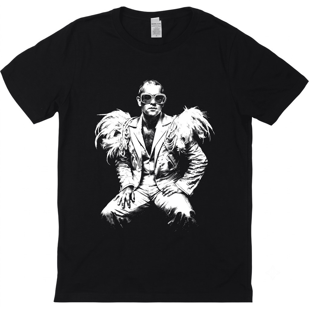Camiseta Masculino Elton John Fantasia Estampado Camisa 100% Algodão Feminino Plus Size Oversized Envio Rápido
