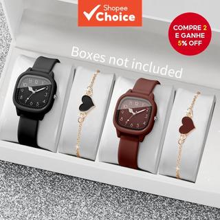 2/4 Pçs Moda Quadrada Relógios Femininos Casual Pulseira De Silicone Relógio De Pulso De …