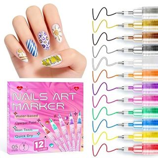 Canetas Para Nail Art De 12 Cores , Marcadores De Crianças , De Esmalte De Secagem Rápida , 0.5 mm , Meninas , Mulheres 