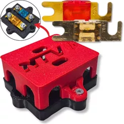 KIT PORTA FUSÍVEL DUPLO MIDI TIPO FACA BARRAMENTO DISTRIBUIDOR + 2 FUSÍVEIS MIDI FACA 50A E 70A