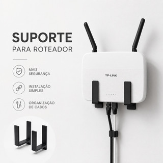 Suporte para Roteador e Modem de Parede Sem Furo com Fita 3M Universal Organizador WiFi Adesivo