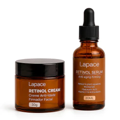 Kit Retinol Anti-Envelhecimento Creme + Sérum Facial Coreano Hidratante Anti-idade para Rosto Firmeza Lapace