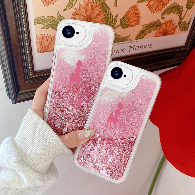 Compatível Com Samsung Galaxy A32 A22 M32 A22 A12 A02S A72 A52 A42 A71 A31 A21 Angel Girl Rosa Líquido Glitter Suave Cap