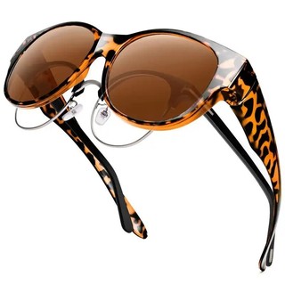 Óculos de Sol para Usar Sobre Óculos de Grau para Mulheres e Homens, Óculos de Sol Oversized Estilo Olho de Gato Polariz