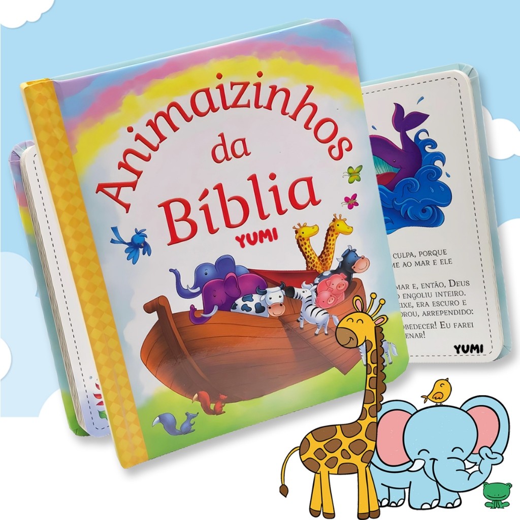 Livro Infantil Animaizinhos da Bíblia | Histórias e Ensinamentos da Bíblia Infantil Capa Dura Premium