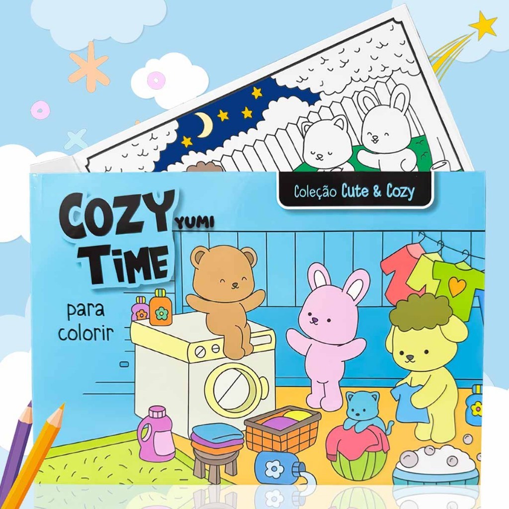 Livro de Colorir Cozy Time Goods Folhas 180G Desenhos Super Fofos Pintar Para Crianças E Adultos