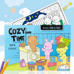 Livro de Colorir Cozy Time Goods Folhas 180G Desenhos Super Fofos Pintar Para Crianças E Adultos