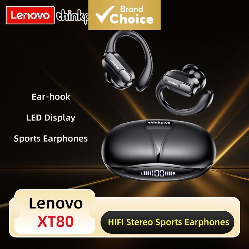  Fones de Ouvido Lenovo XT80 Sem Fio Bluetooth TWS Esportivos Earbuds Microfones Display LED de Bateria Estéreo HiFi Som