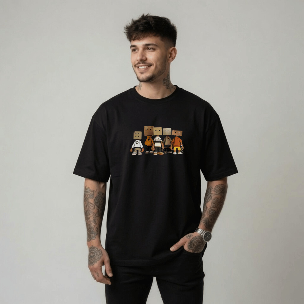 Camiseta Masculina Estampada 5 Meninos Papelao 100% Algodão Premium Camisa Blusa Homem Academia Confortavel Plus Size