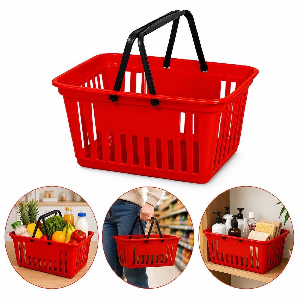 Cestinha Alca Vermelha Compras Feira Mercado Plastico Organizadora Premium