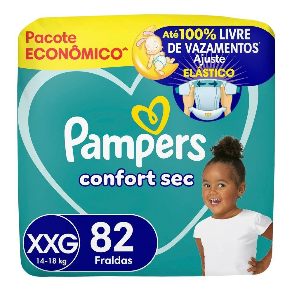 Fralda Pampers Confort Sec Max Xxg 82 Unidades