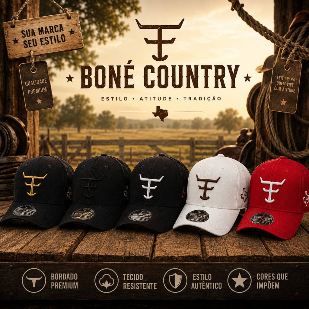Boné Texas Farm Premium – Estilo Country - Envio Imediato