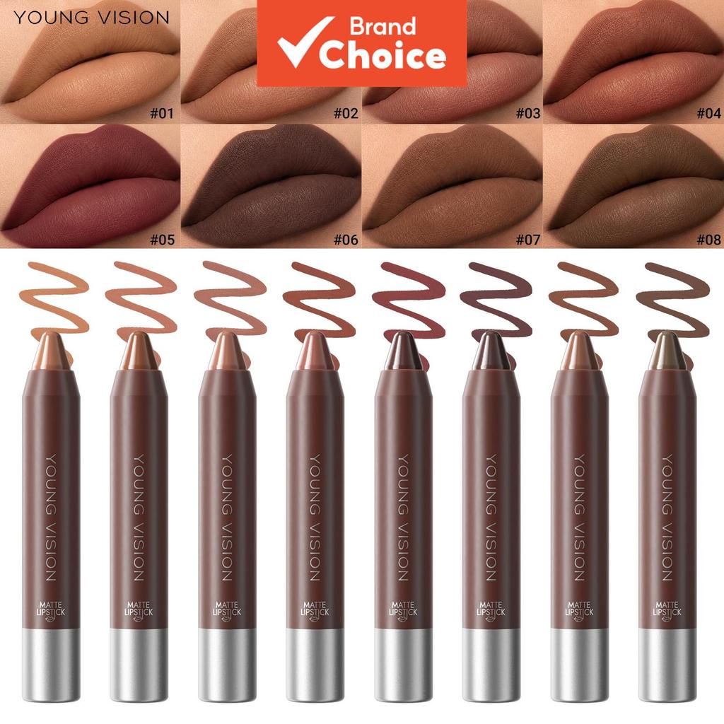 YOUNG VISION Lápis Delineador Labial Fosco Macio, Lápis Batom Fosco em Tom de Chocolate, 8 Tonalidades Disponíveis