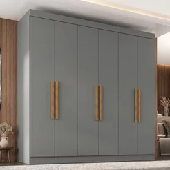 Guarda Roupa Casal Paris 6 Portas 2 Gavetas Paris Espresso Móveis Cinza/Onix Ônix