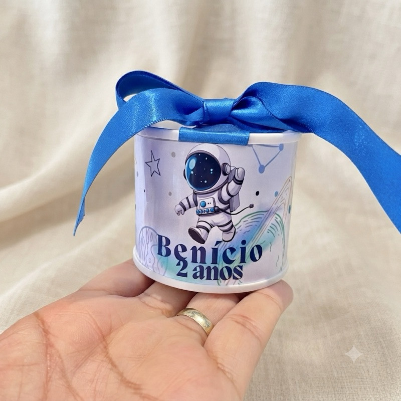 Kit Tubo Lata Personalizada Astronauta Menino Lembrancinha Personalizada Festa Infantil Tema  5x6