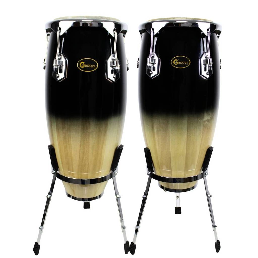 Par de Congas Groove CG110 10 e 11 Polegadas Profissional Instrumento de Percussão com Suporte