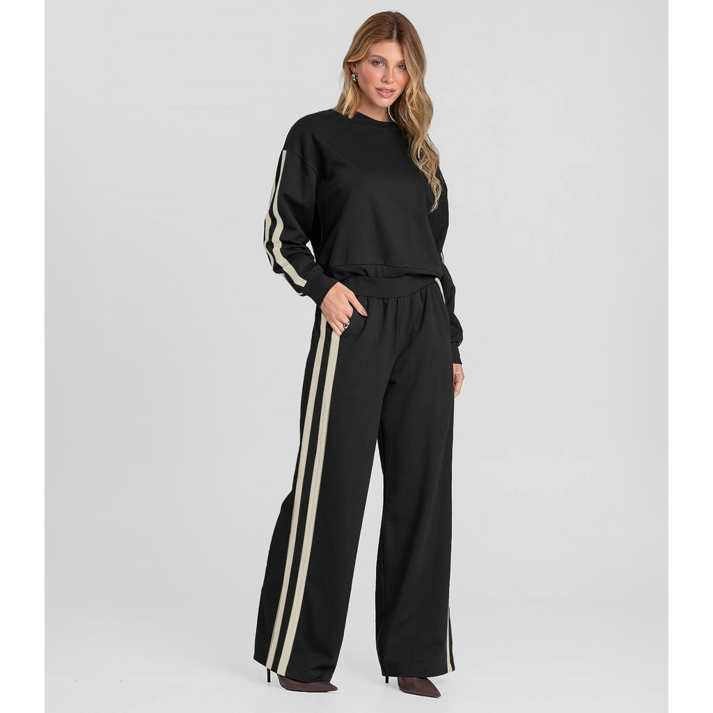 Calça Feminina Pantalona em Molecotton Dianna Preto