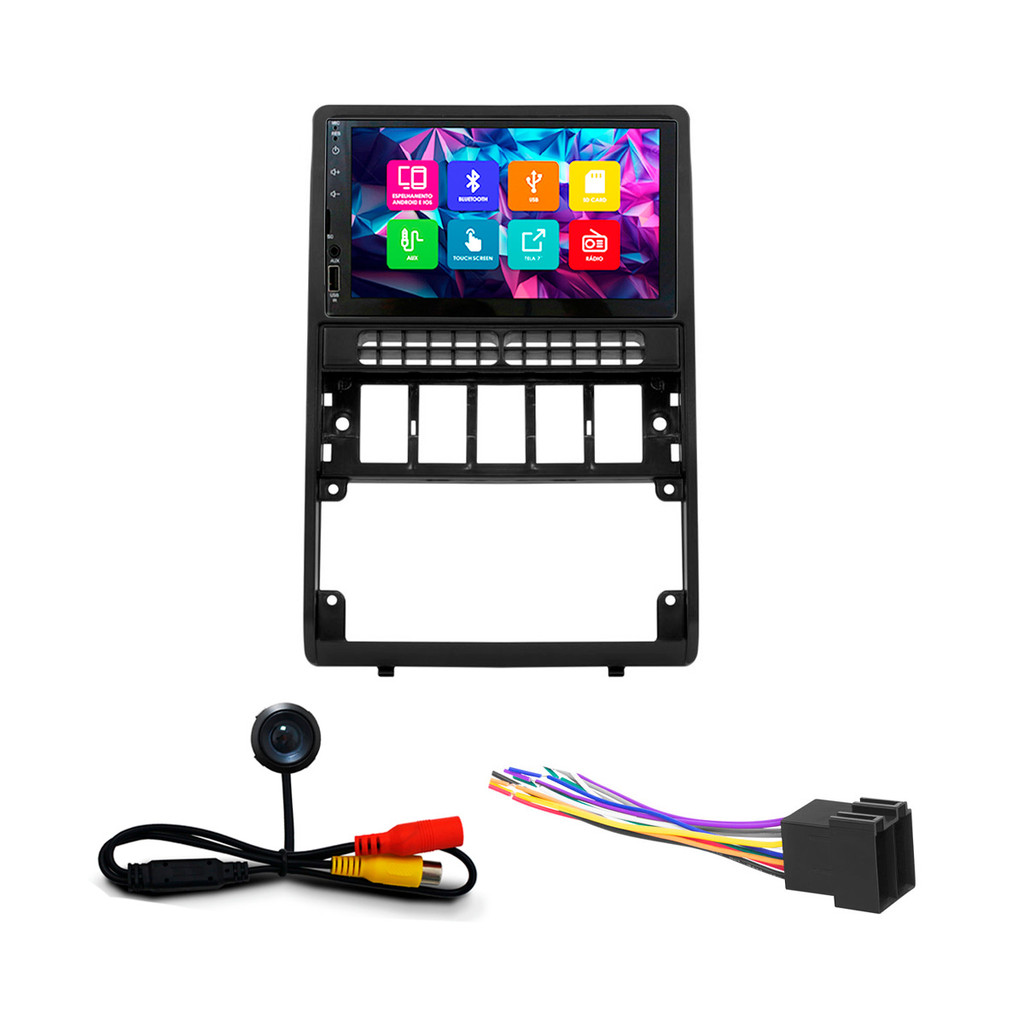 Kit Multimidia 7 Pol Gol Saveiro Parati Bola G2 Gol Special G3 Interior G2 Espelhamento Android Ios 2 Din Preto