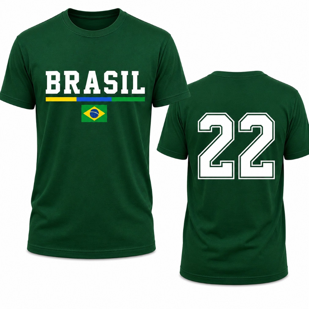 Camiseta Brasil Número 22 Unissex Em Algodão Confortável Com Estampa Frontal Brasil E Número Nas Costas