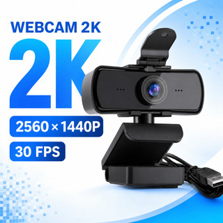 Webcam 2K QHD 2560x1440P 30FPS para PC com Microfone Integrado, USB 2.0, Tripé KA-S032