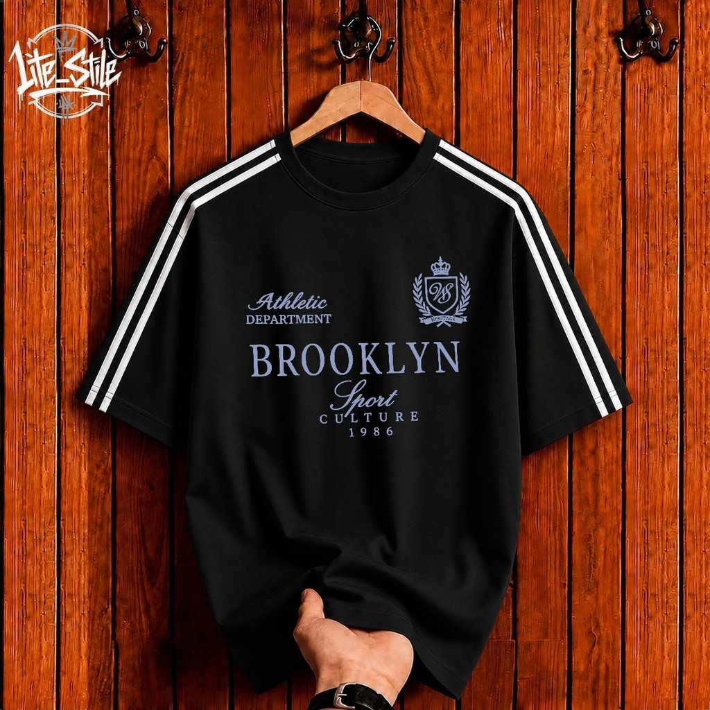 Camiseta Brooklyn Manga Listrada Streetwear Street Style Algodão Premium Unissex Lançamento Moda de Rua Envio Imediato