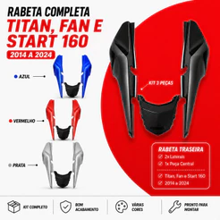 Rabeta Traseira Moto Completa Honda Titan Fan Start 125 150 160 2014 a 2024 Várias Cores