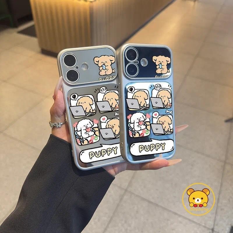 Capa De Telefone Espelhada De Cachorro Fofo Para Samsung Galaxy A27 A37 A36 M36 F36 A35 A34 A33 A32 M32 A31 A26 A25 A24 