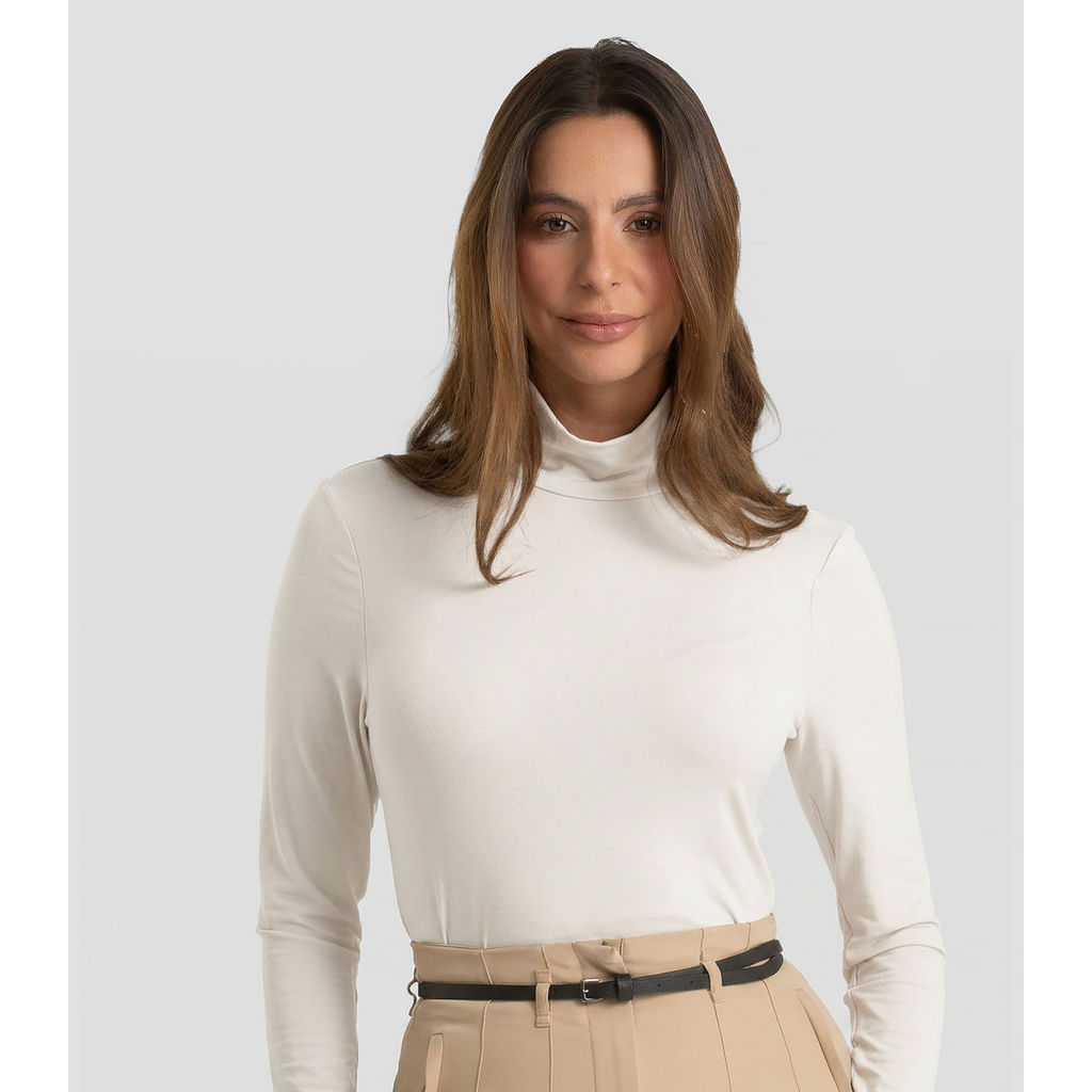 Blusa Feminina Manga Longa Visco Premiere Dianna Bege