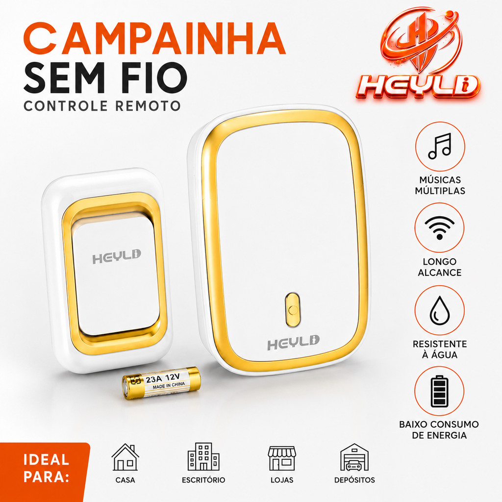 Campainha Sem Fio Externa Residencial De Longo Alcance 36 Toques Wifi Wireless Eletrônica 4 modelos