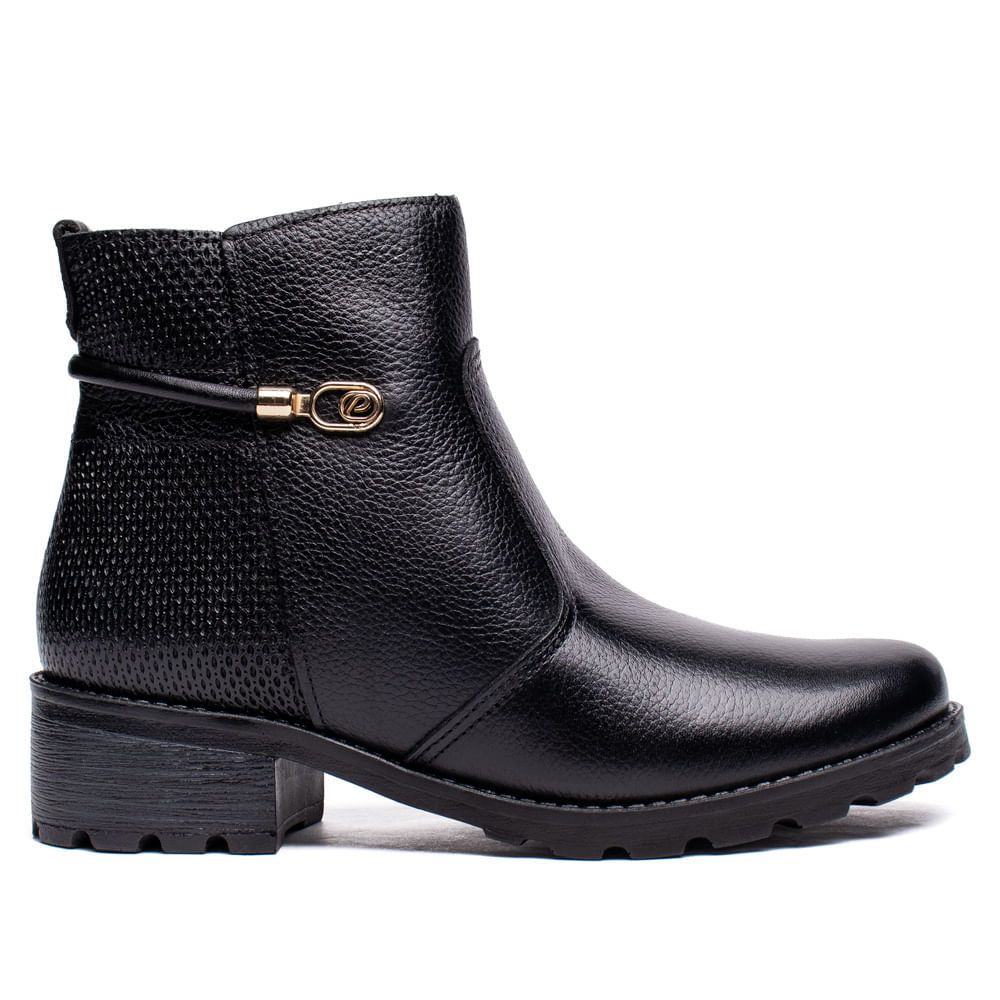 Bota Feminina Pegada Burnished Fivela Preto