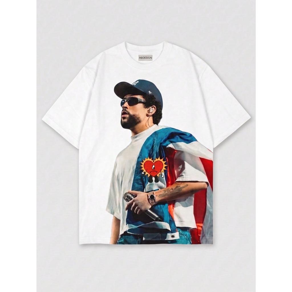 Camiseta Oversized BadBunny ShowUsa| Estilizada e confortavel | noturnos e diurnos - Camiseta Feminina e Masculina