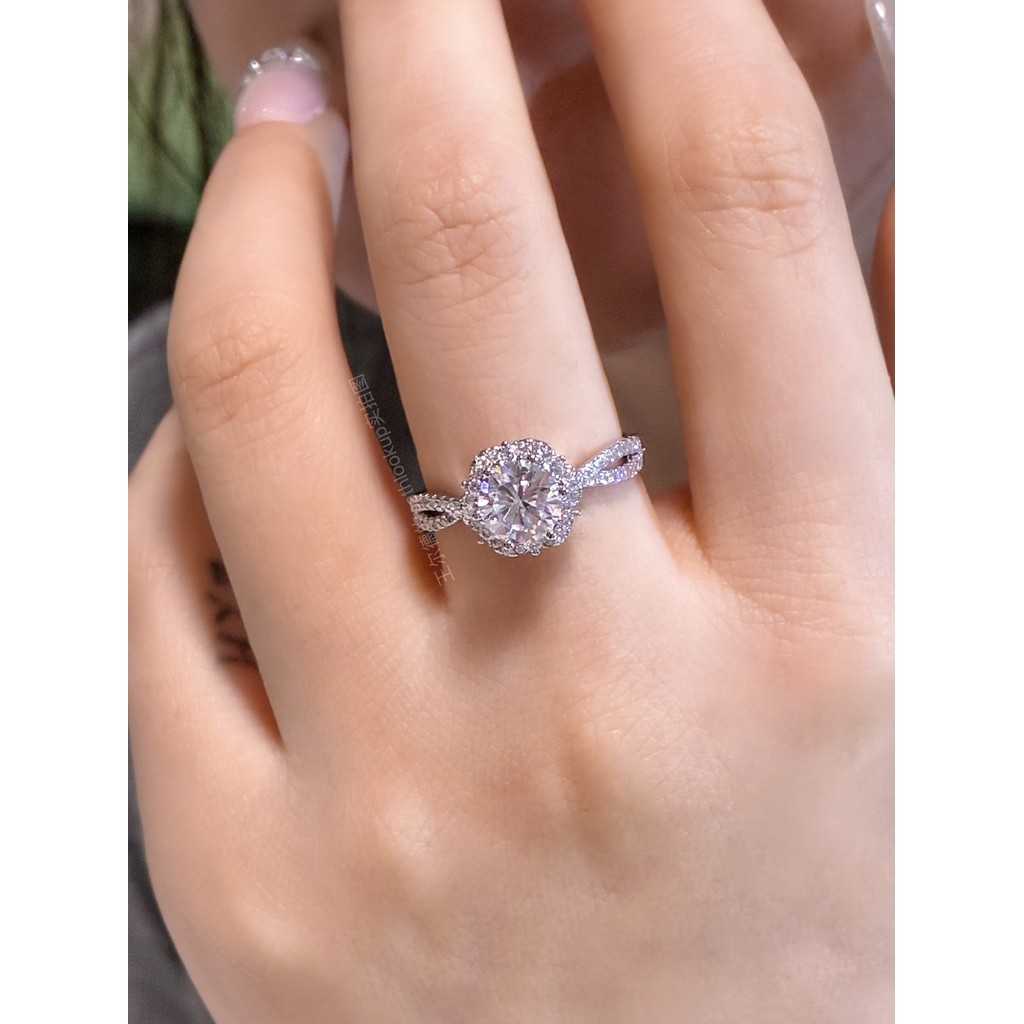 18K banhado a ouro luz luxo alto carbono anel de diamante feminino 1 quilate redondo diamante princesa Elsa casal anel d