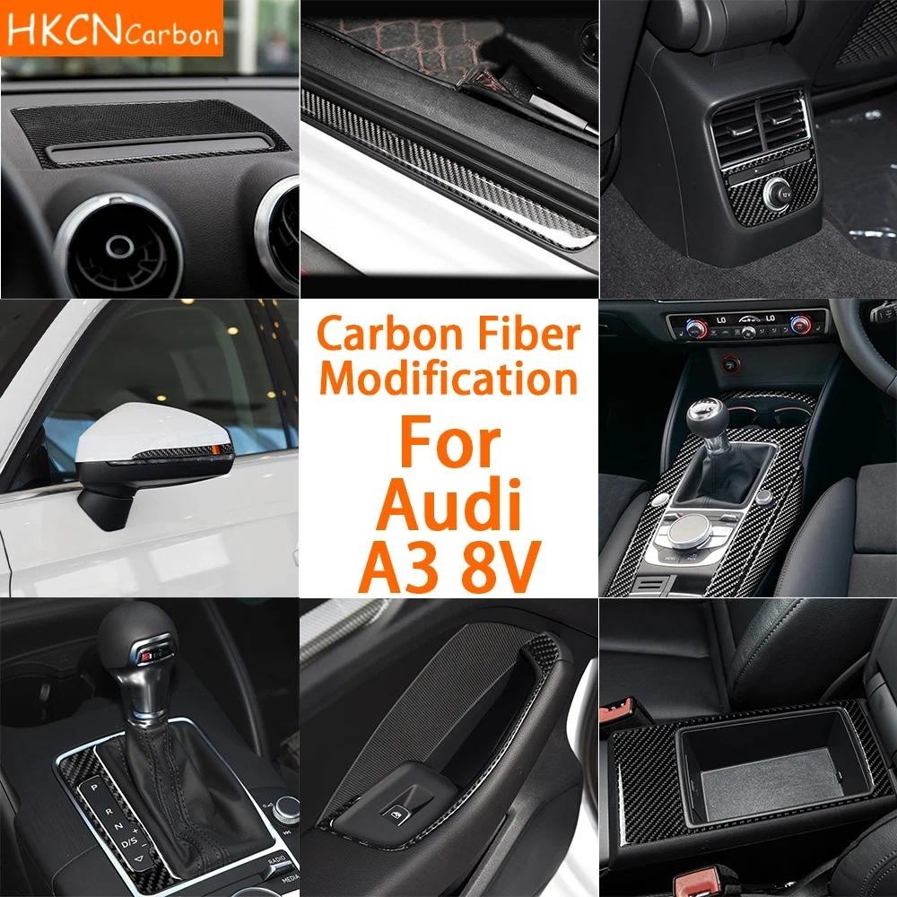 Para Audi A3 8V 20132019 Fibra De Carbono Acessórios Do Carro Mudança De Engrenagem Levantamento Revisão Direção Queixo