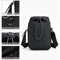 Bolsa de copo multifuncional feminina com estilo, compacta e portátil, à prova d'água, que pode acomodar o celular