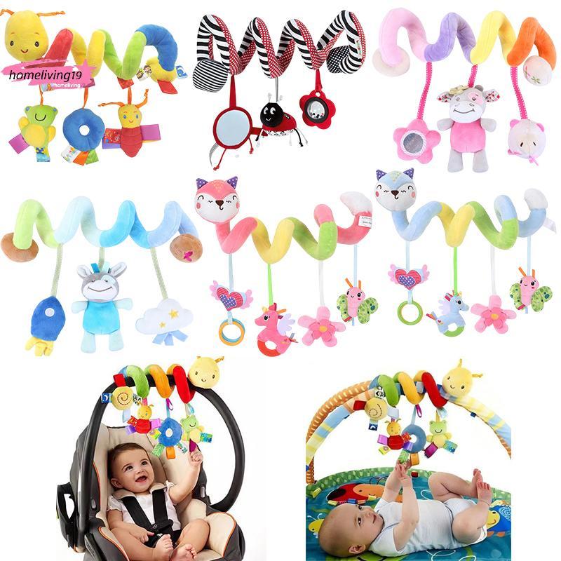 HOM Espiral De Pelúcia Pendurado Brinquedo Do Bebê Para Carrinho Berço Chocalho Mordedor Desenvolvimento Sensorial Mater