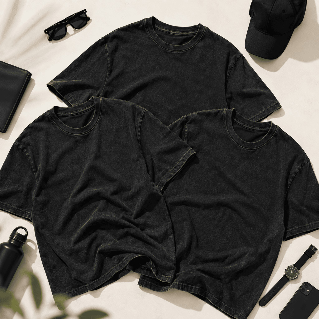 Kit 3 Camisetas Masculinas Lisas Estonadas - Camisa Masculina Algodão Unissex 100% Algodão