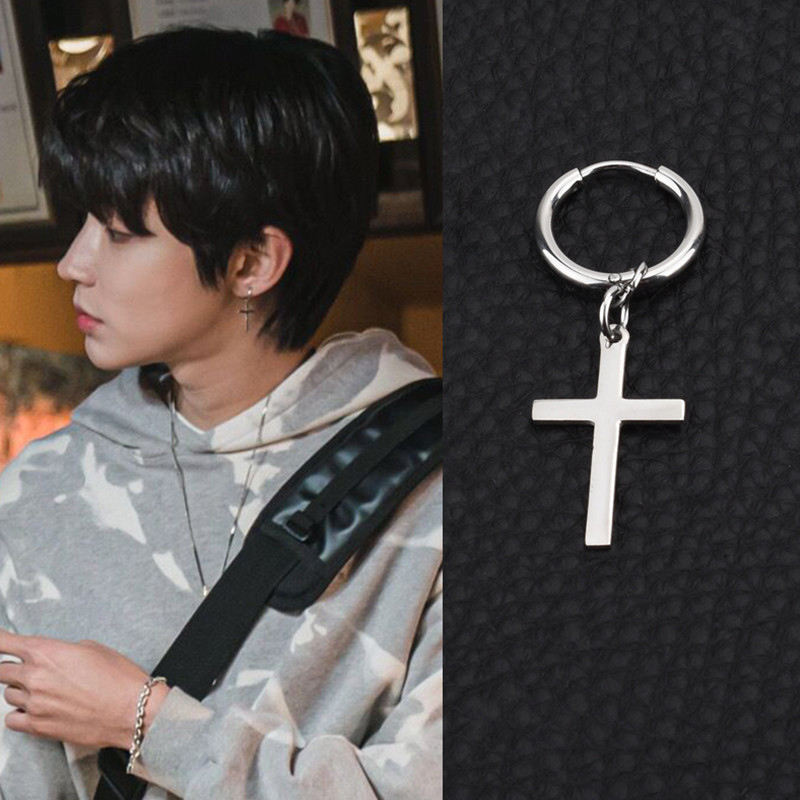 Deusa vem Huang Yinye mesmo estilo cruz brincos simples único masculino fivelas de orelha na moda meninas sem clipes de 