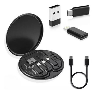 Kit 6 em 1 Adaptadores de Carregamento 60W | USB-C OTG Multifuncional para iPhone e Android com Caixa Portátil