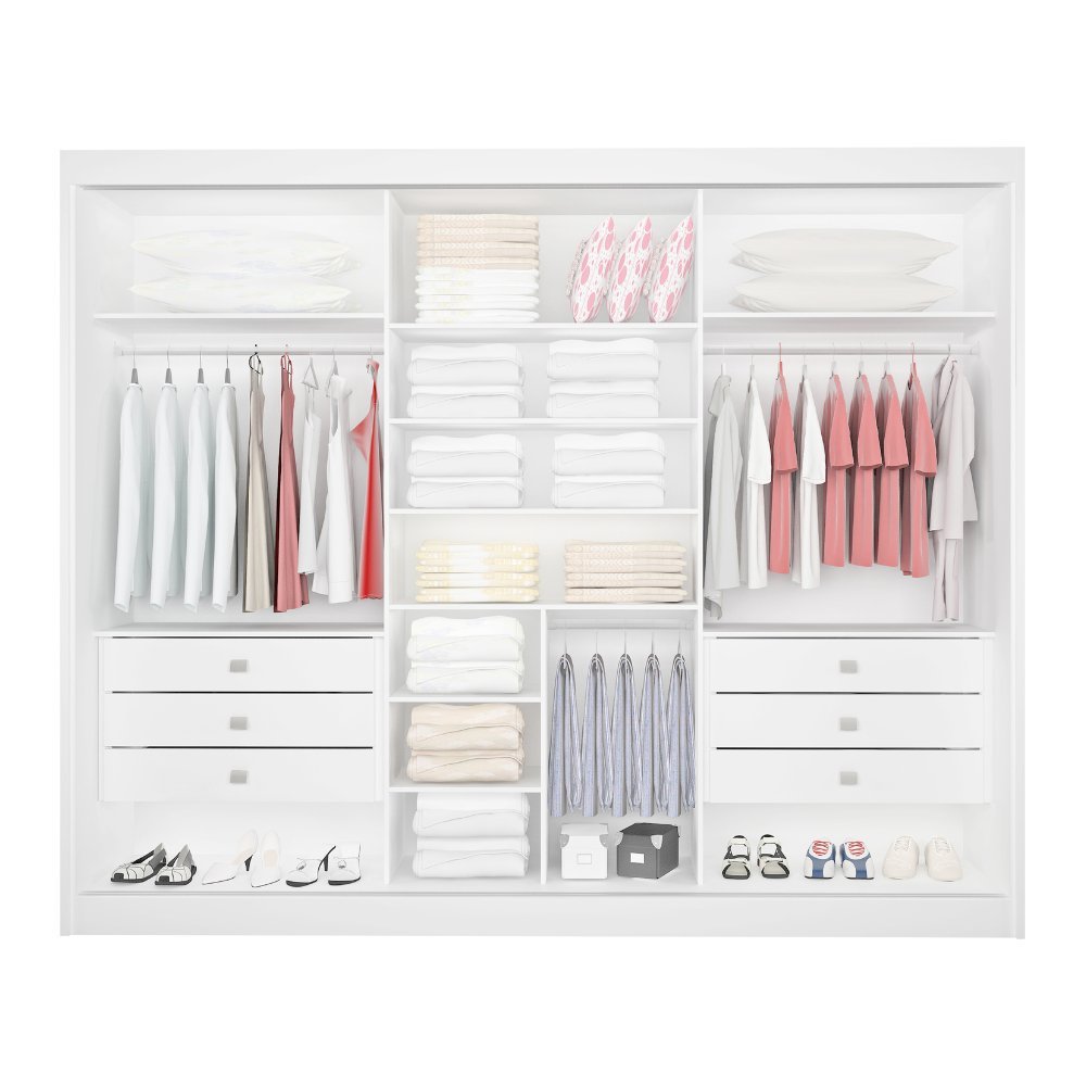 Guarda Roupa com Espelho Casal 3 Portas 6 Gavetas 100% MDF Miami Branco Branco · foto 2