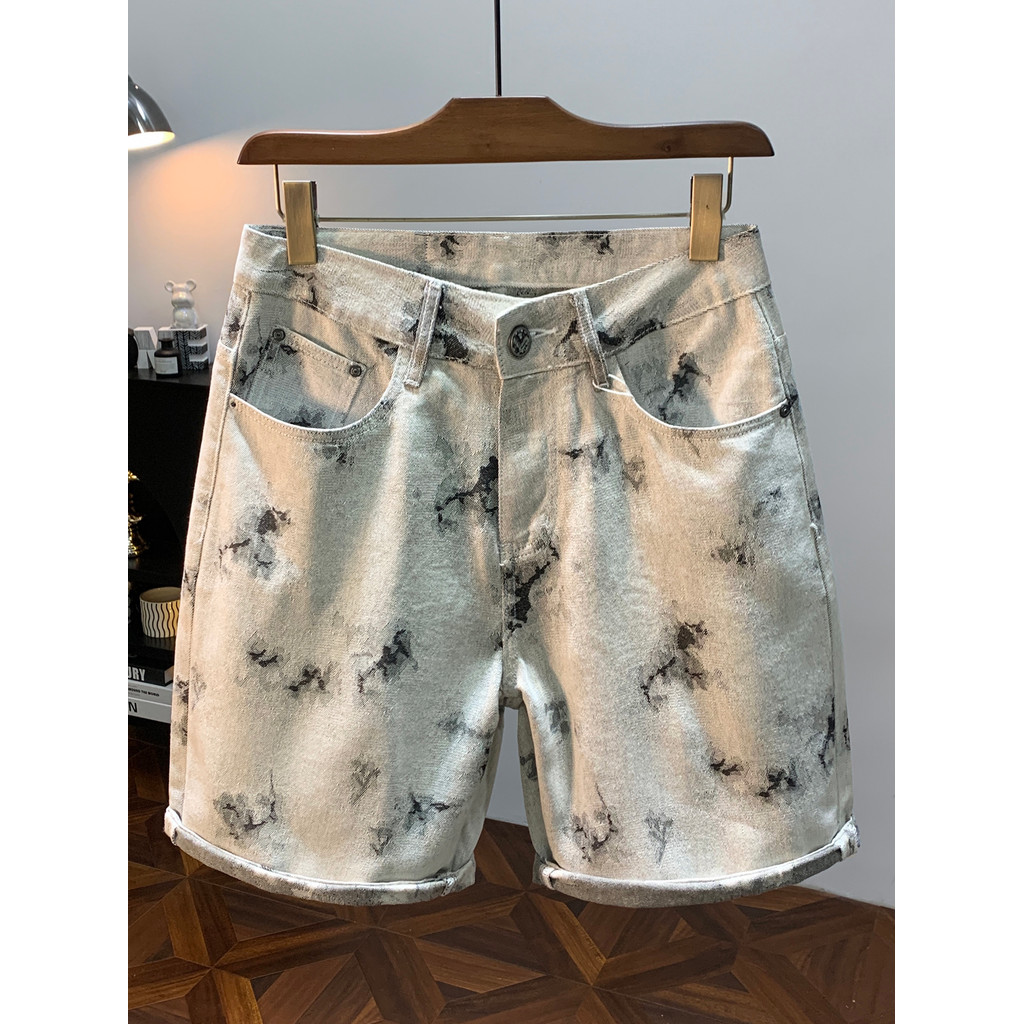 American Street Wear Solto Tamanho Grande Denim Shorts Casuais Homens Verão Ruffian Bonito Na Moda Retro Bordado Cinco @