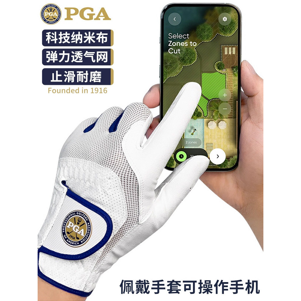 American PGA Golf Gloves Masculino Velcro Antiderrapante Luvas Esportivas Elásticas Tecnologia Respirável Nano Pano