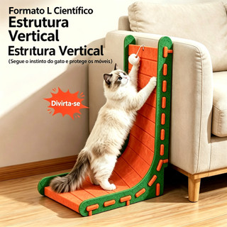 Arranhador de Gato Formato L em Feltro Resistente, Vertical 90° vira cama, com bola brinq…