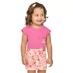 Conjunto Infantil Menina Caranguejo Elian Rosa