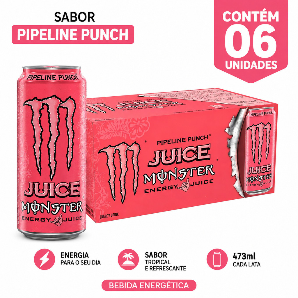 Energético Monster Pipeline Punch Lata 473ml 6 Unidades