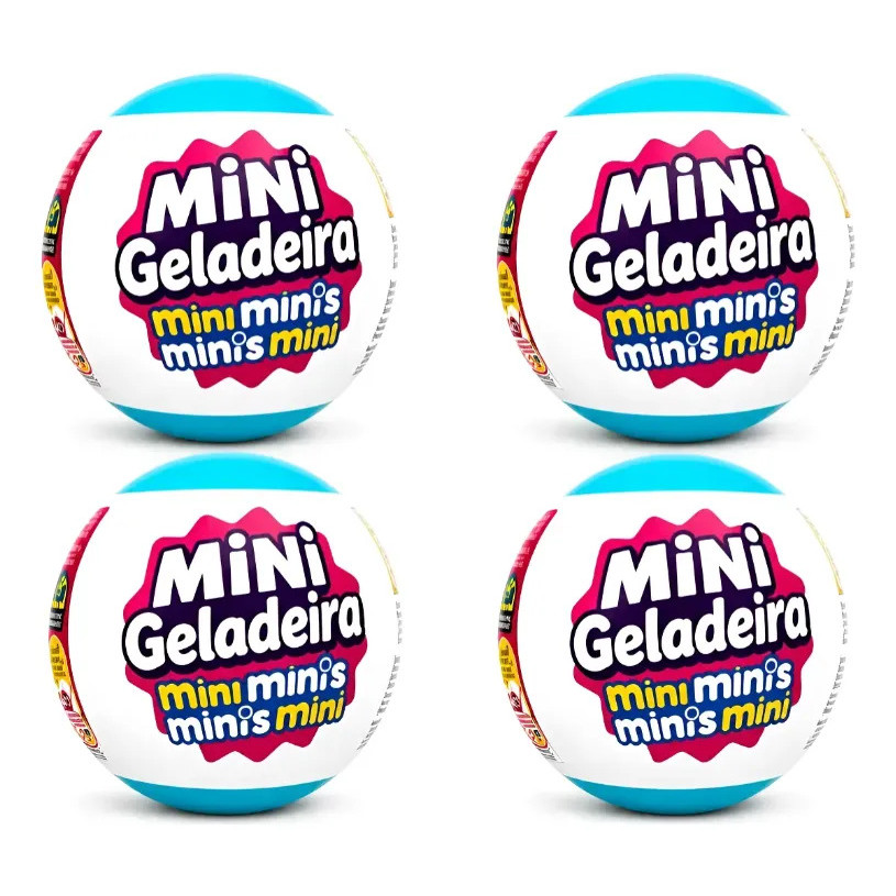 Kit 4 Cápsulas Bolas Surpresa Mini Itens Geladeira Infantil
