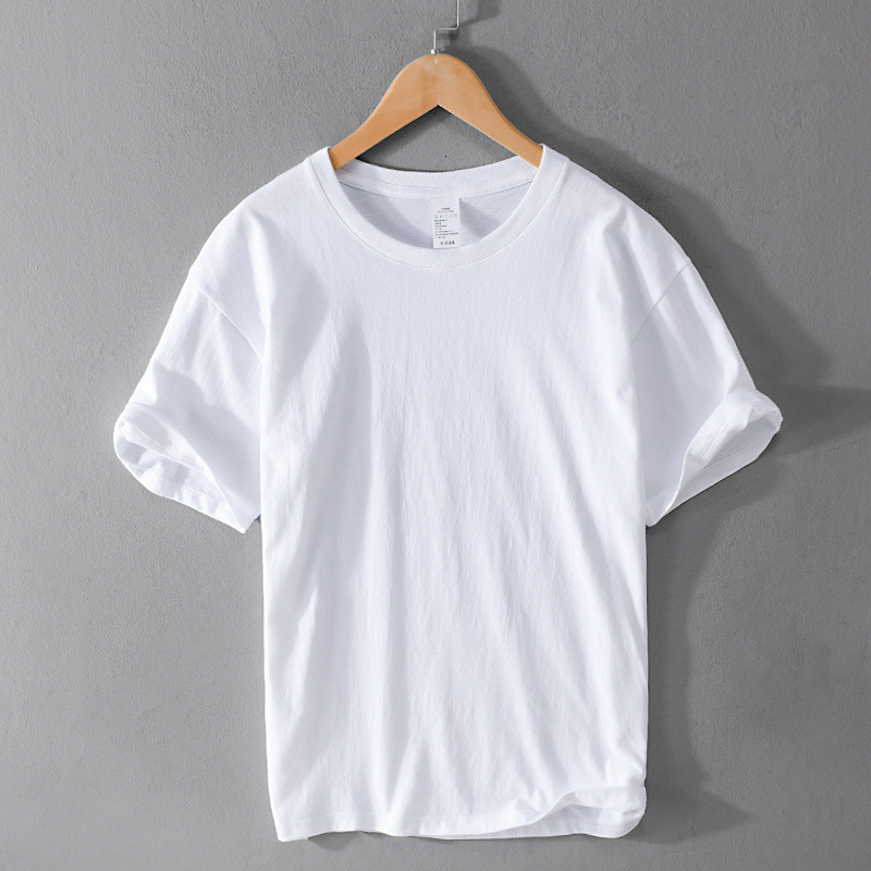 Camiseta masculina de manga comprida camisa de fundo primavera outono 100% algodão branco camiseta masculina verão de ma