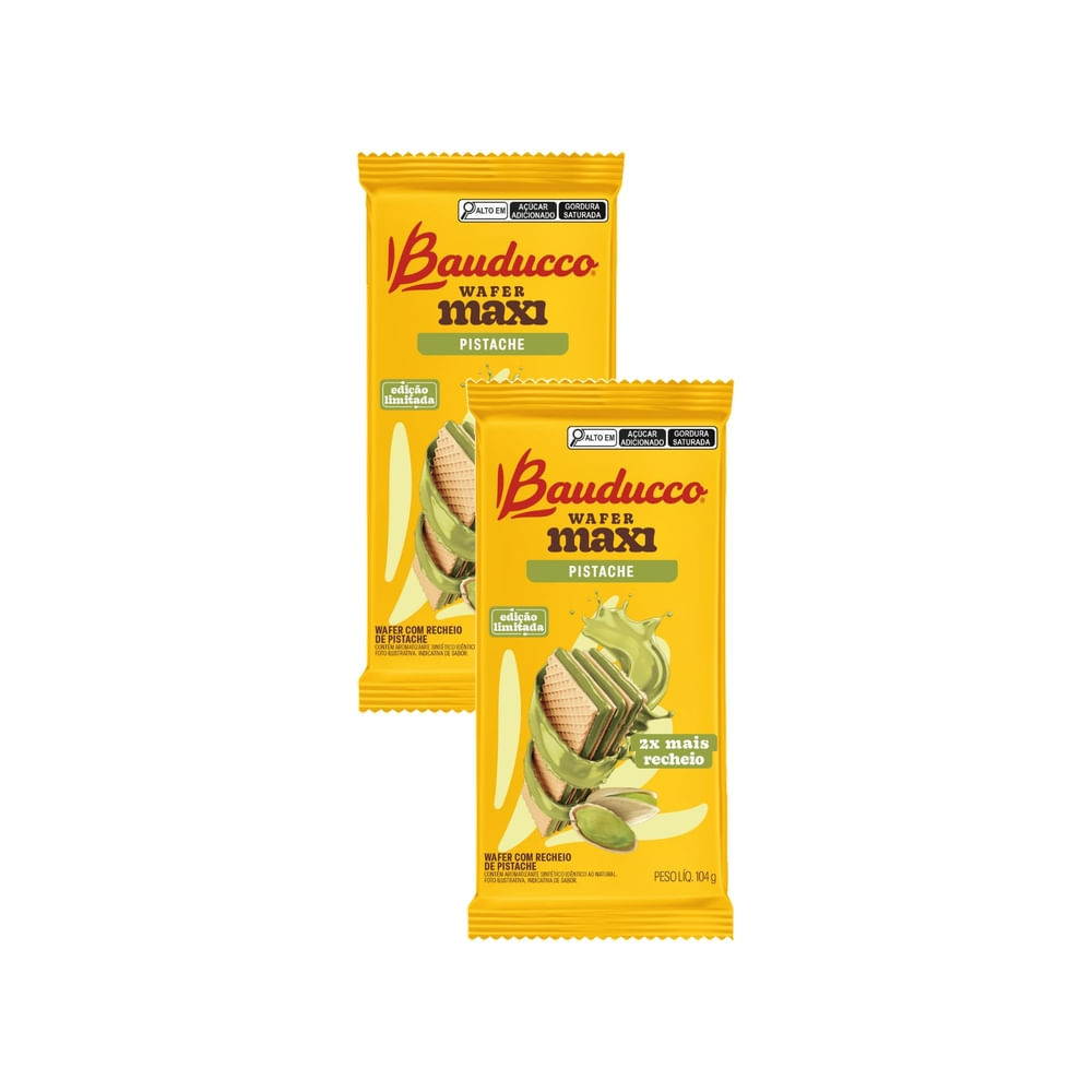 Kit 2 Wafer Maxi Bauducco com Recheio de Pistache 104g