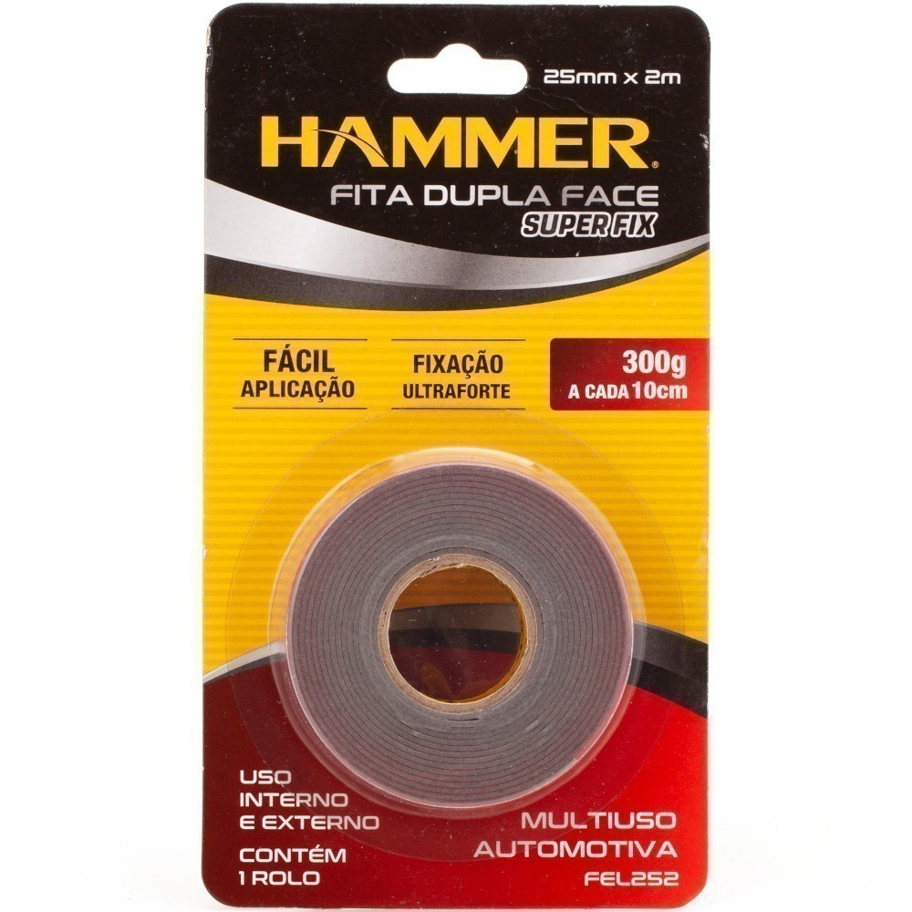 Fita dupla face multiuso automotiva 25mm x 2m FEL-252 - Hammer